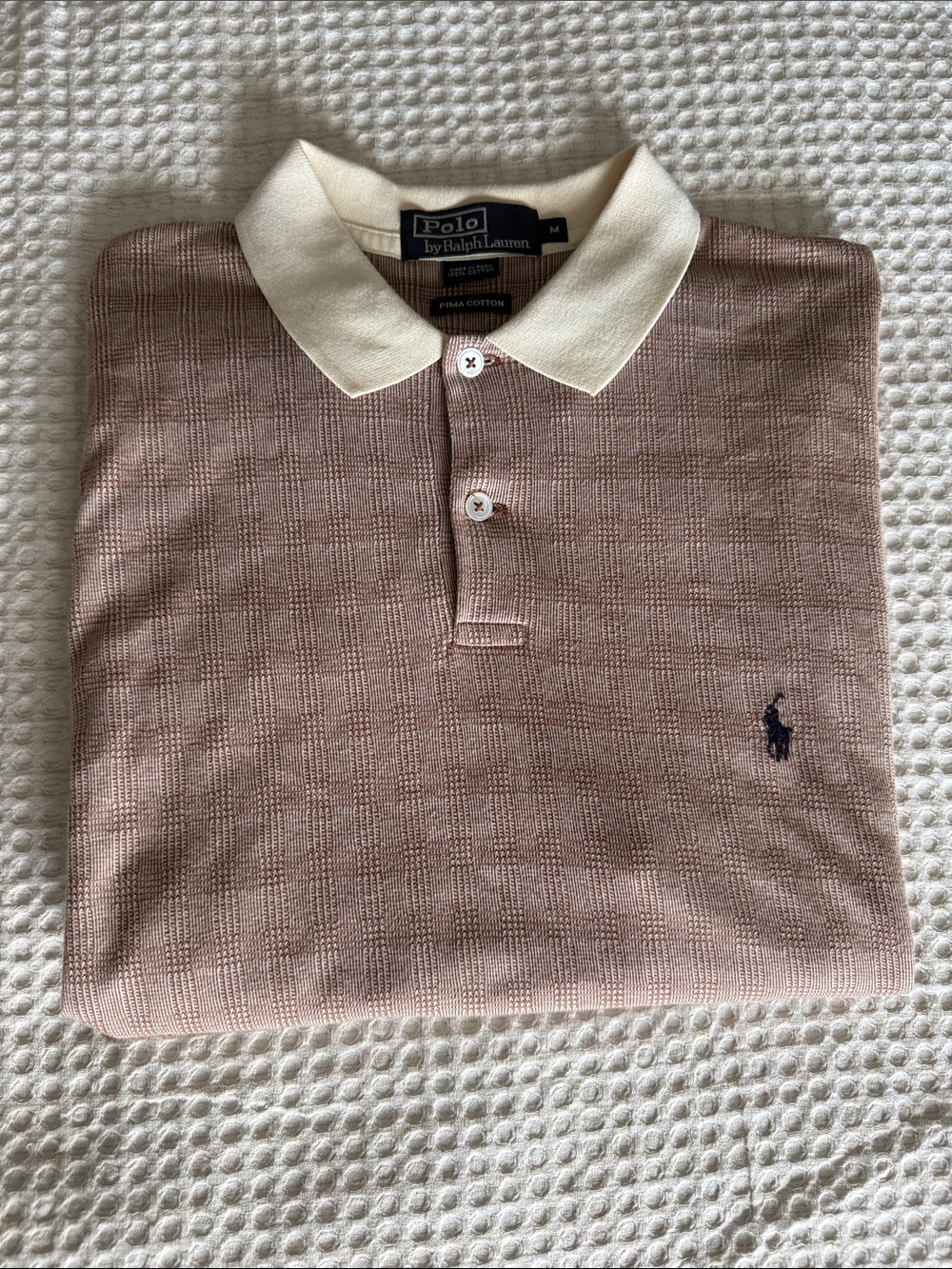 Like New Polo by Ralph Lauren Men's Blush Polo with Cream Collar navy pony rare - Picture 1 of 7